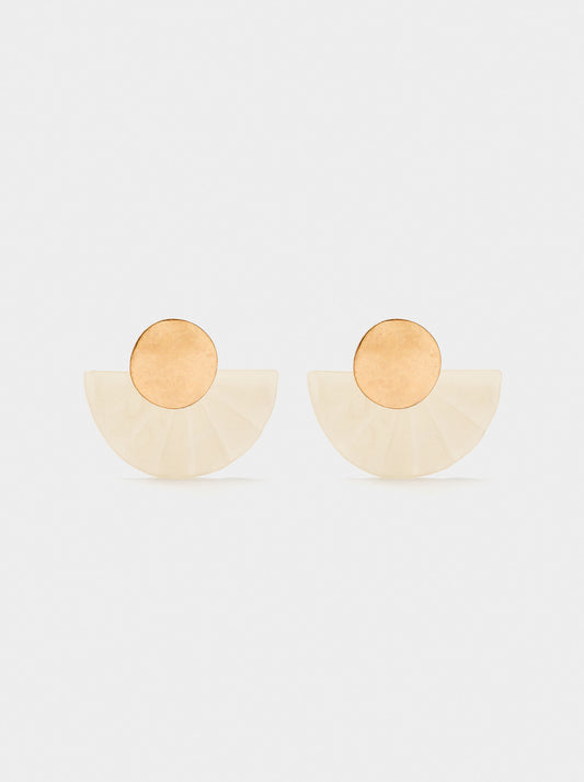 Fan Earrings With Resin