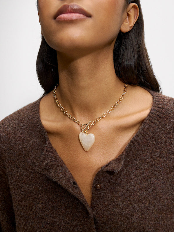 Short Necklace With Heart Pendant