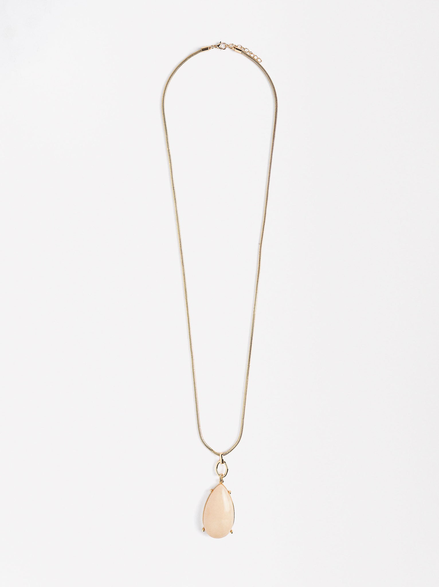 Long Necklace With Teardrop Pendant