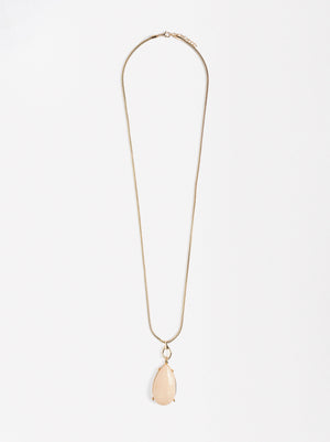 Long Necklace With Teardrop Pendant