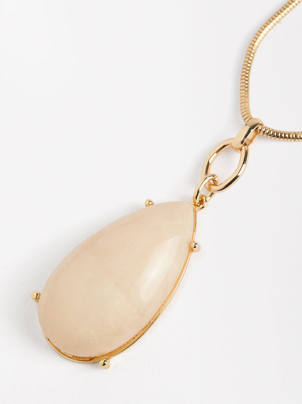 Long Necklace With Teardrop Pendant