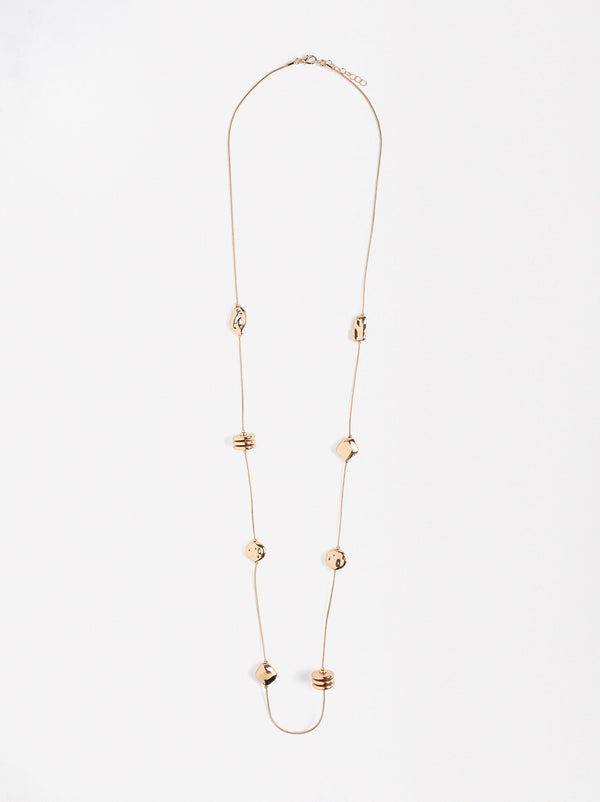 Long Necklace With Metallic Details