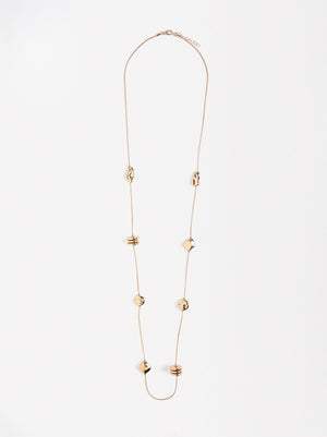 Long Necklace With Metallic Details