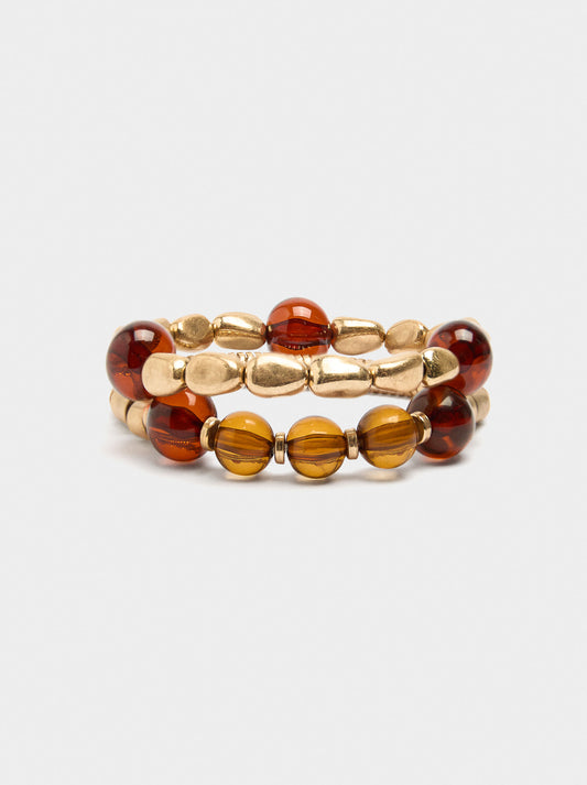 Set Of Elastic Bracelets With Resin