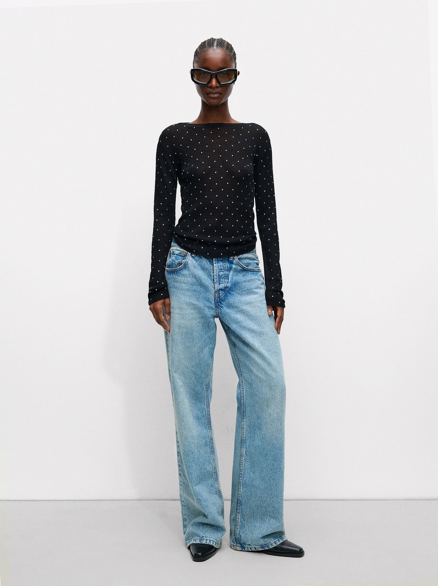 Knit Sweater With Rhinestones