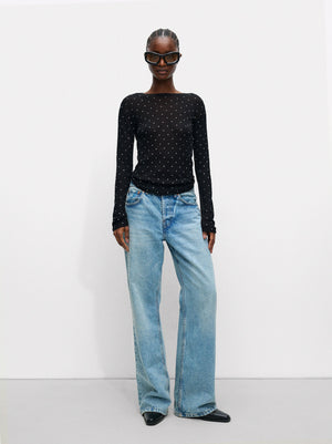 Knit Sweater With Rhinestones