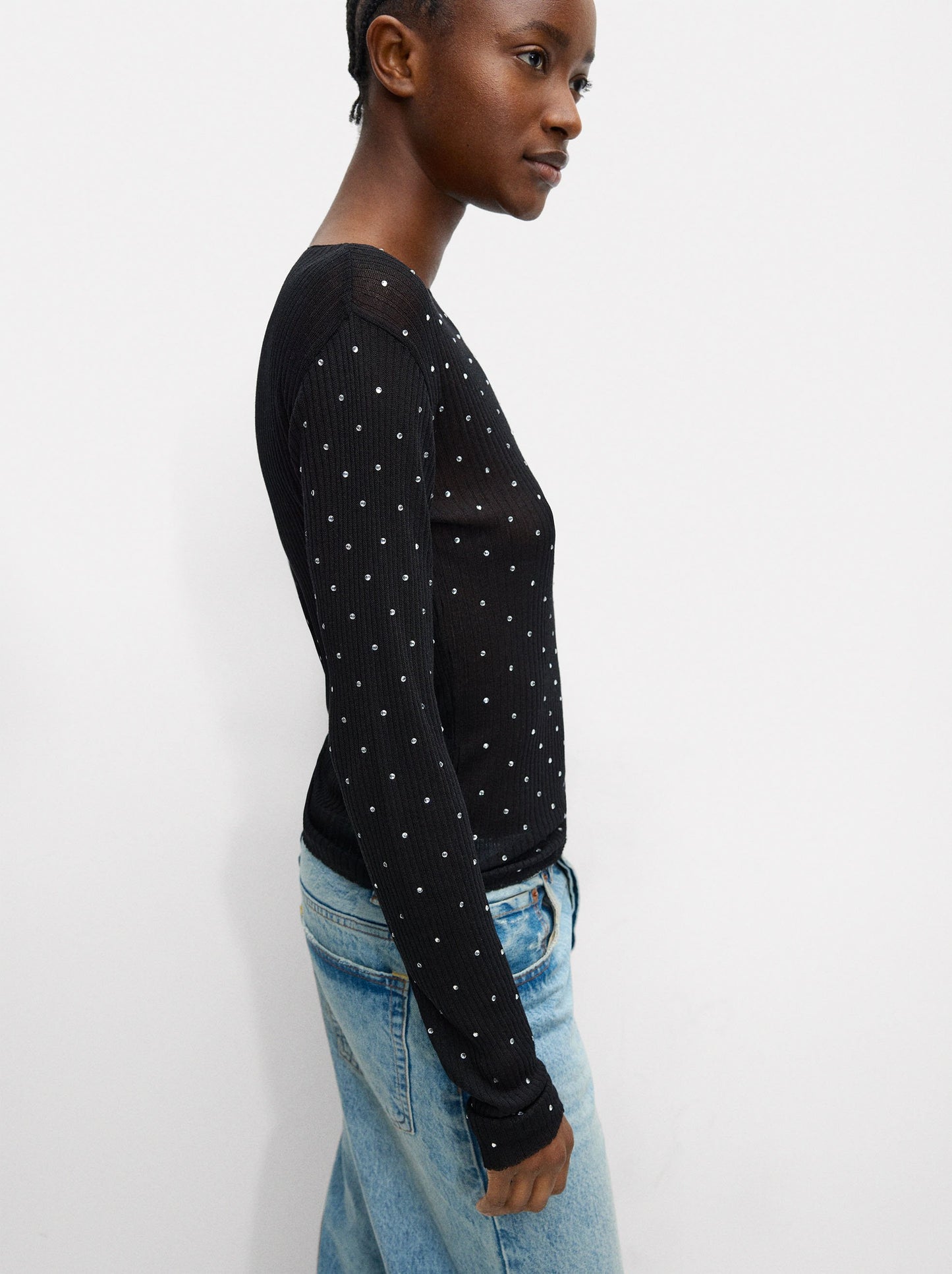 Knit Sweater With Rhinestones