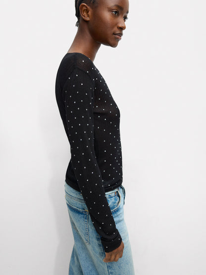 Knit Sweater With Rhinestones