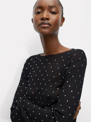 Knit Sweater With Rhinestones