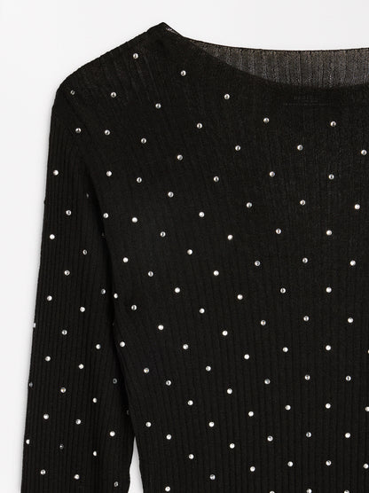 Knit Sweater With Rhinestones