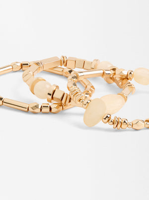 Set Of Elastic Beaded Bracelets