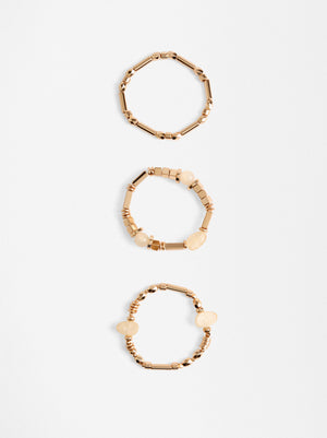 Set Of Elastic Beaded Bracelets
