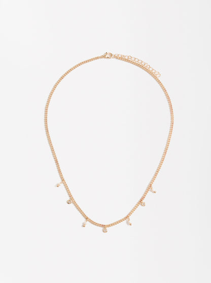 Short Necklace With Pearls And Zirconia
