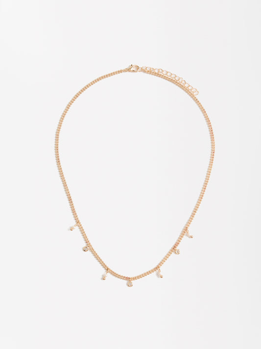 Short Necklace With Pearls And Zirconia