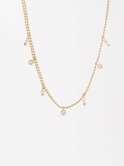 Short Necklace With Pearls And Zirconia