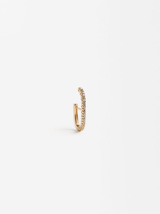 Single Pavé Oval Hoop Earring With Zirconia