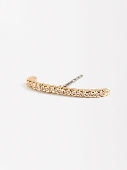 Single Pavé Bar Earring With Zirconia