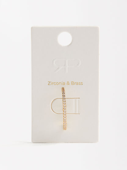 Single Pavé Bar Earring With Zirconia