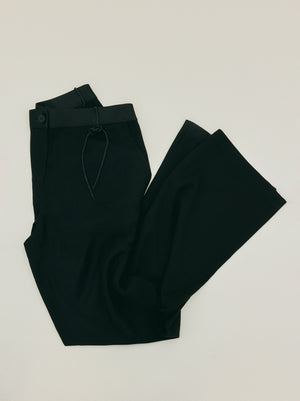 Straight Pants With Satin Waist