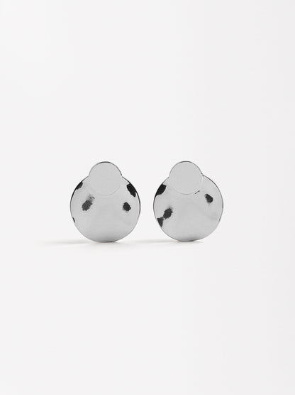 Embossed Silver Earrings
