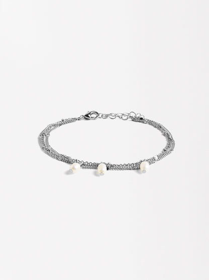 Multi-Chain Bracelet With Freshwater Pearls