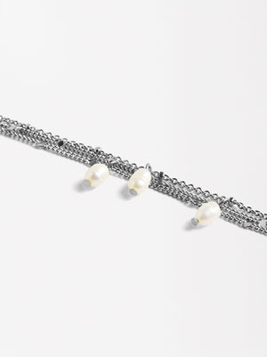 Multi-Chain Bracelet With Freshwater Pearls