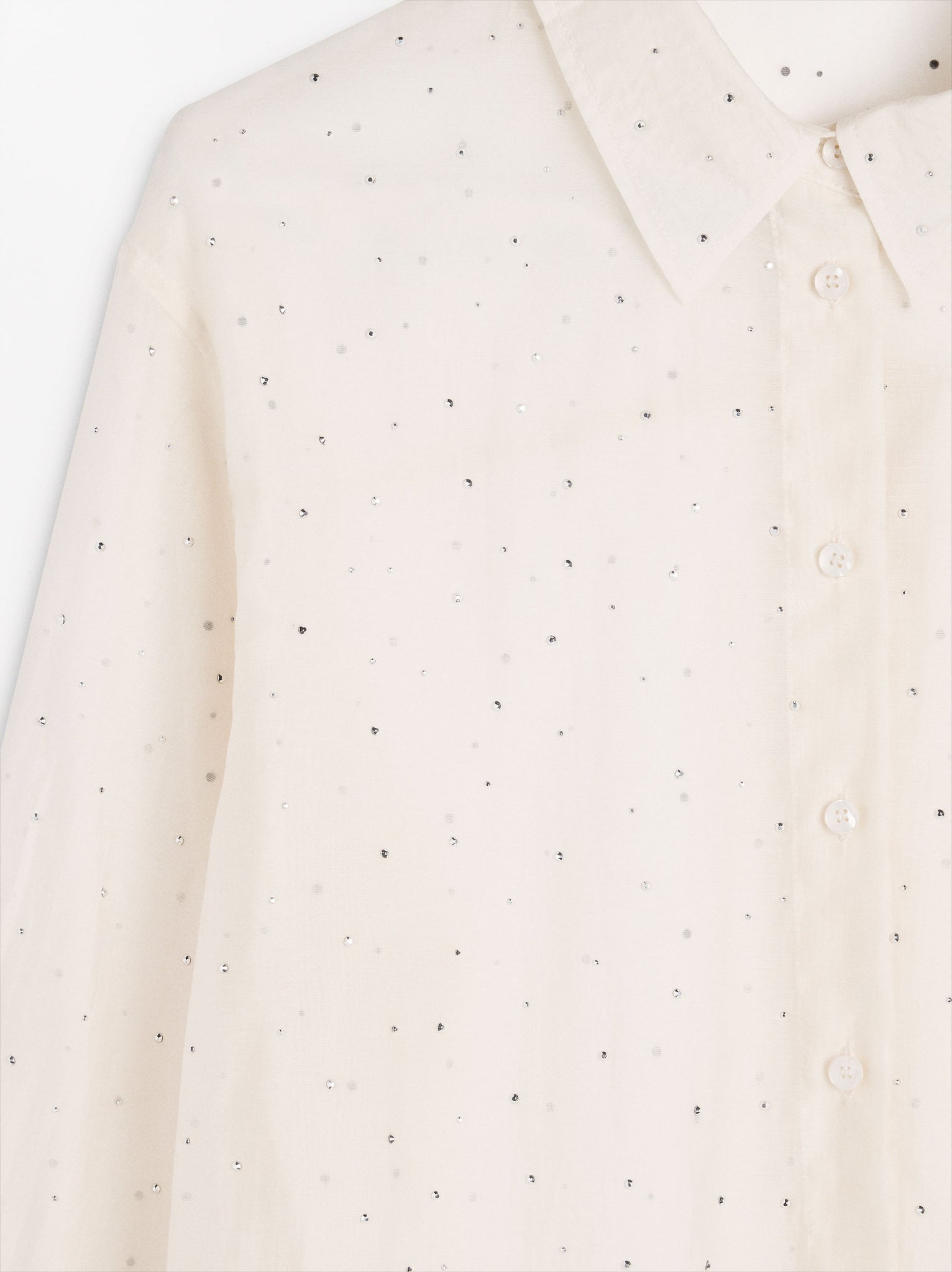 Semi-Transparent Shirt With Rhinestones