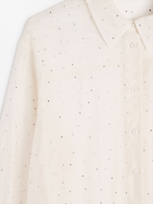 Semi-Transparent Shirt With Rhinestones