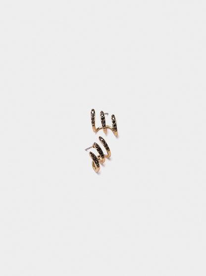 Earrings With Triple Effect With Crystals