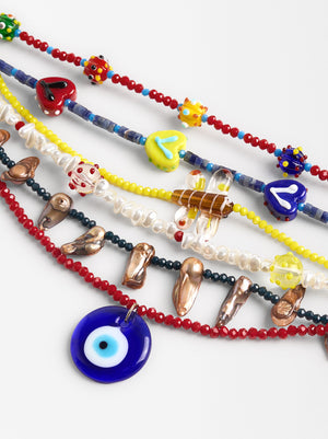 Multicolored Necklace With Stones And Glass Pendants