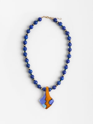 Necklace With Beads And Glass Pendant