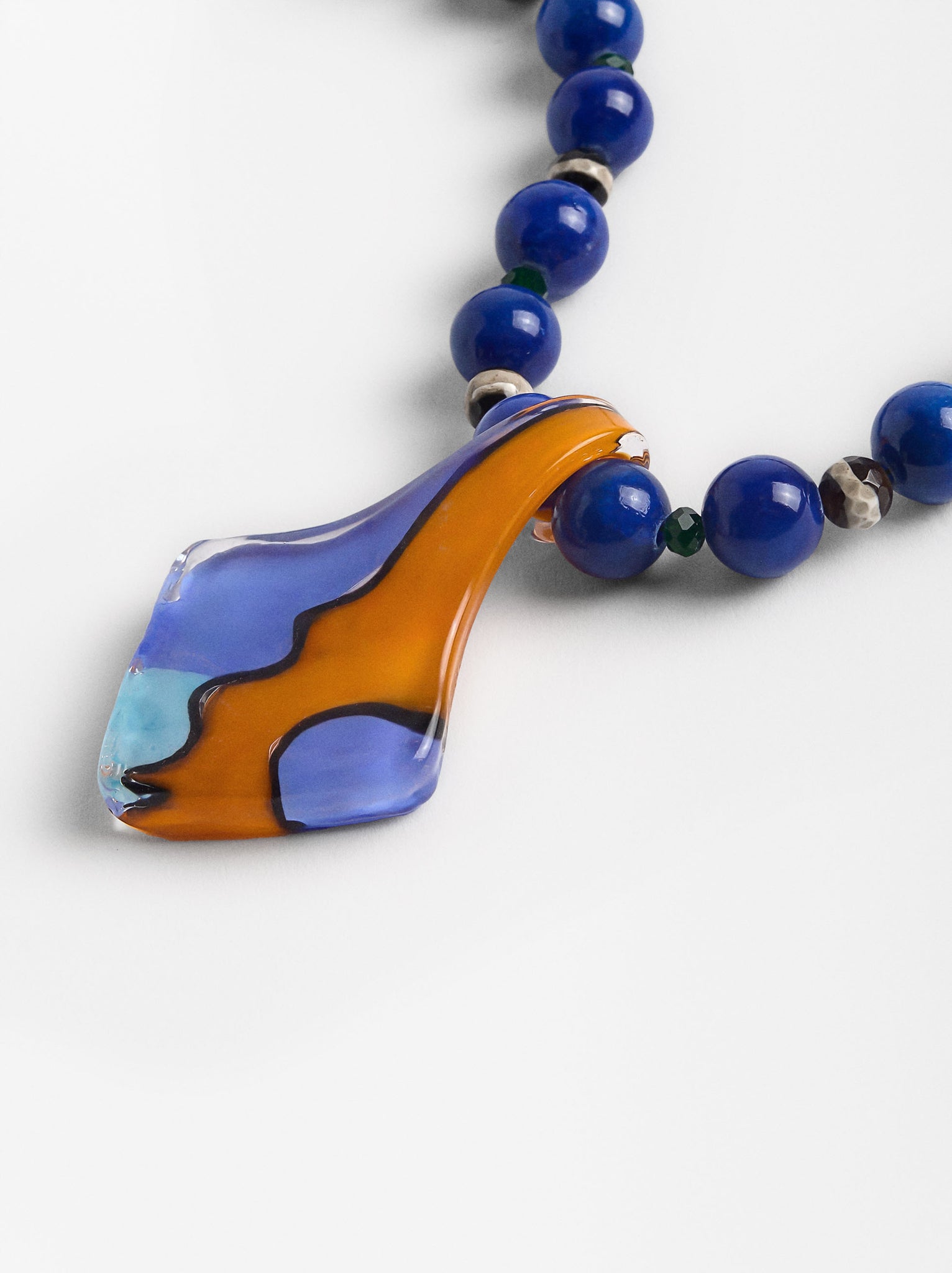 Necklace With Beads And Glass Pendant