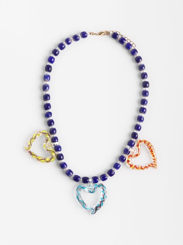 Necklace With Beads And Glass Pendants