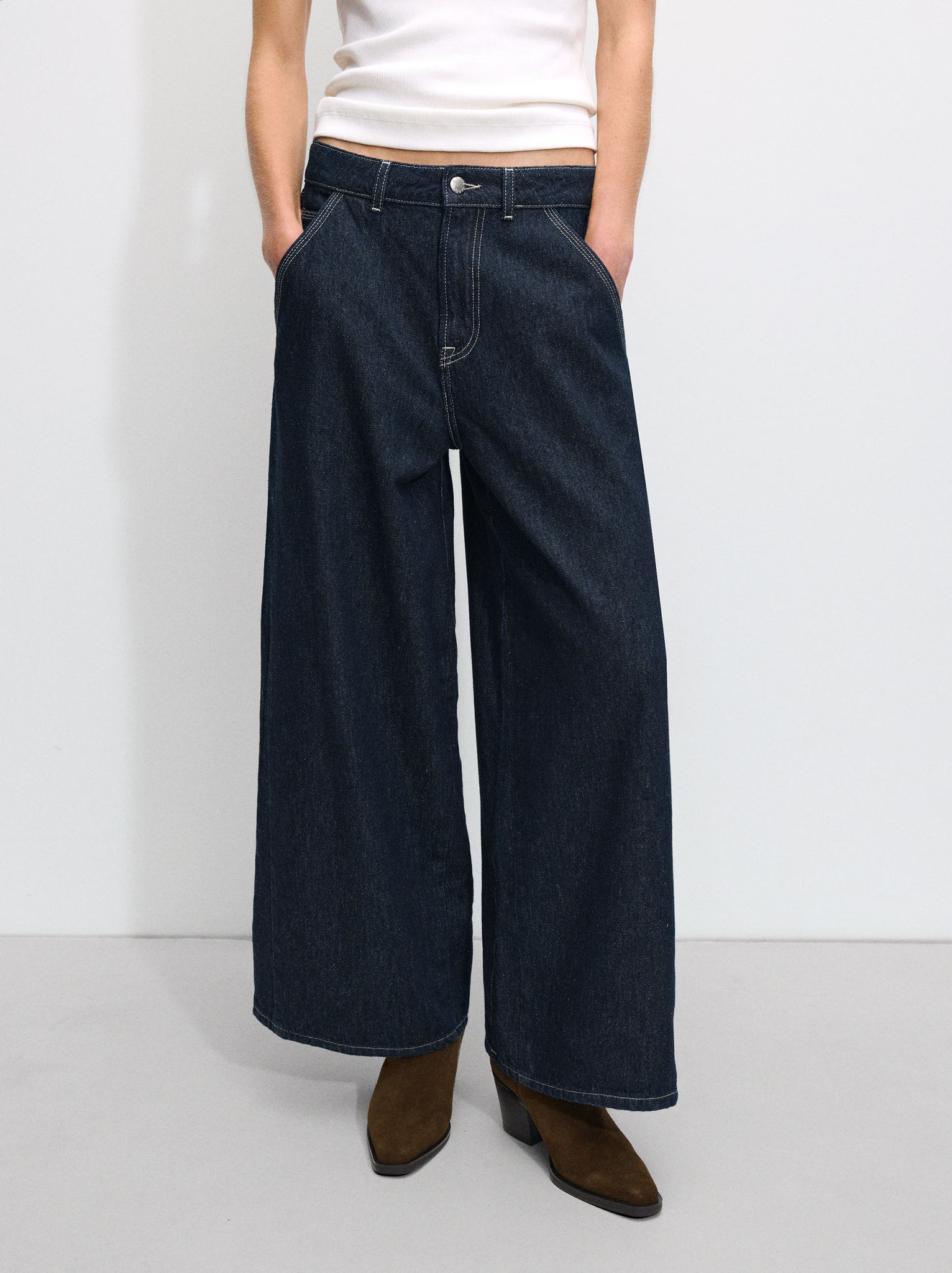 Wide Leg Denim Pants