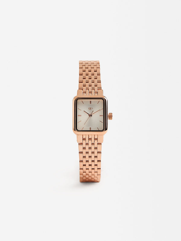Square Dial Watch With Steel Bracelet