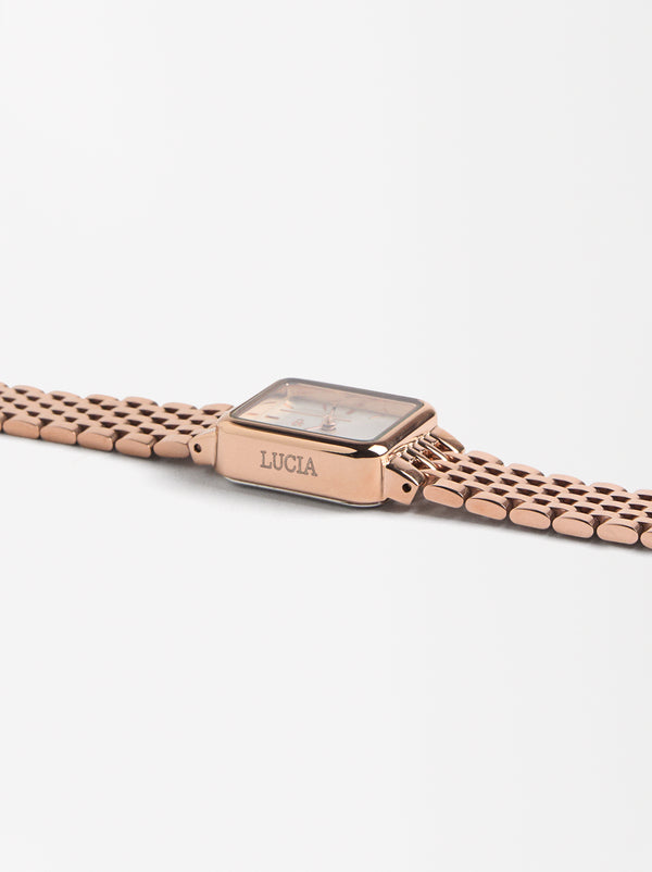 Square Dial Watch With Steel Bracelet