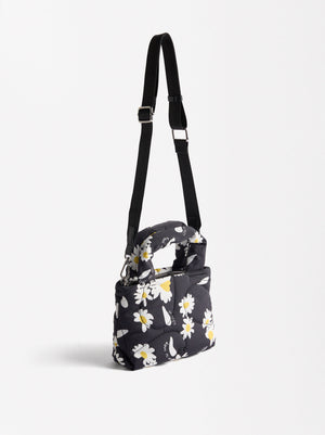Daisy Print Nylon Tote Bag