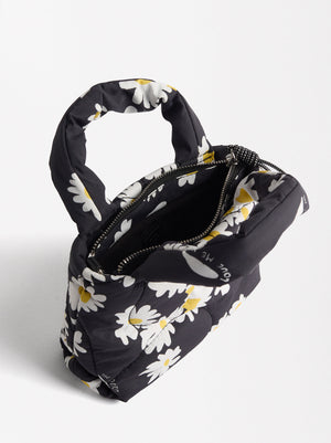 Daisy Print Nylon Tote Bag