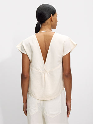 Top With Linen And V-Back