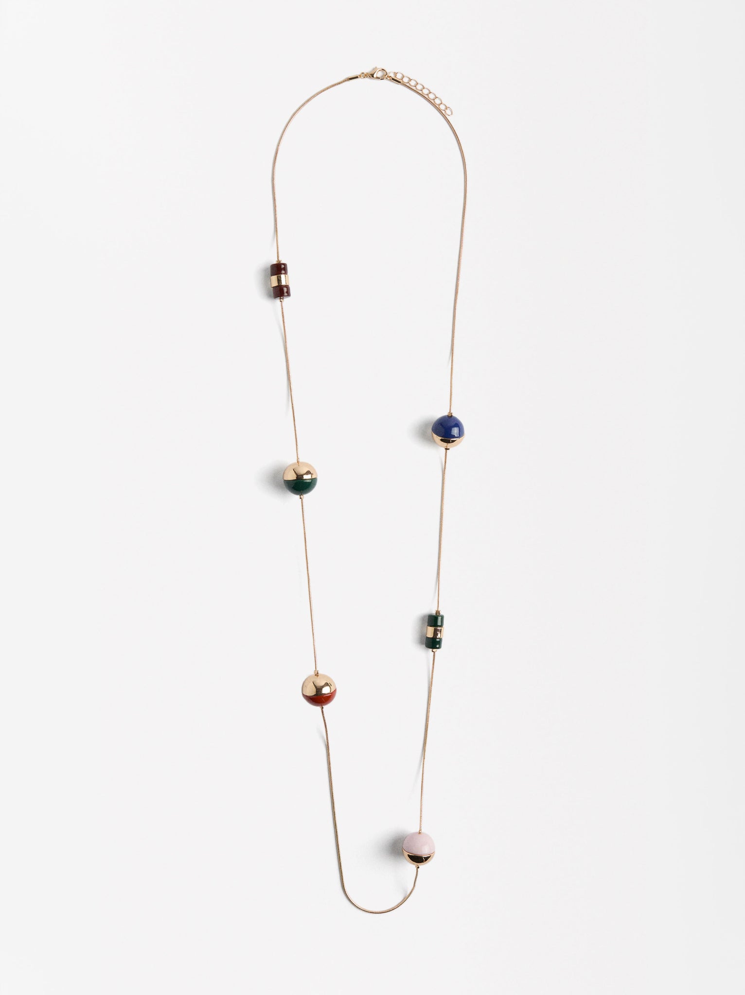 Long Necklace With Half-Sphere Resin