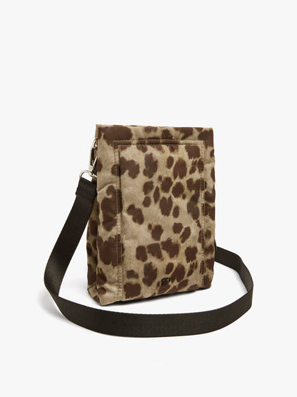 Animal-Print Nylon Crossbody Bag