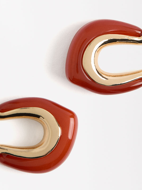 Hoop Earrings With Metallic Interior