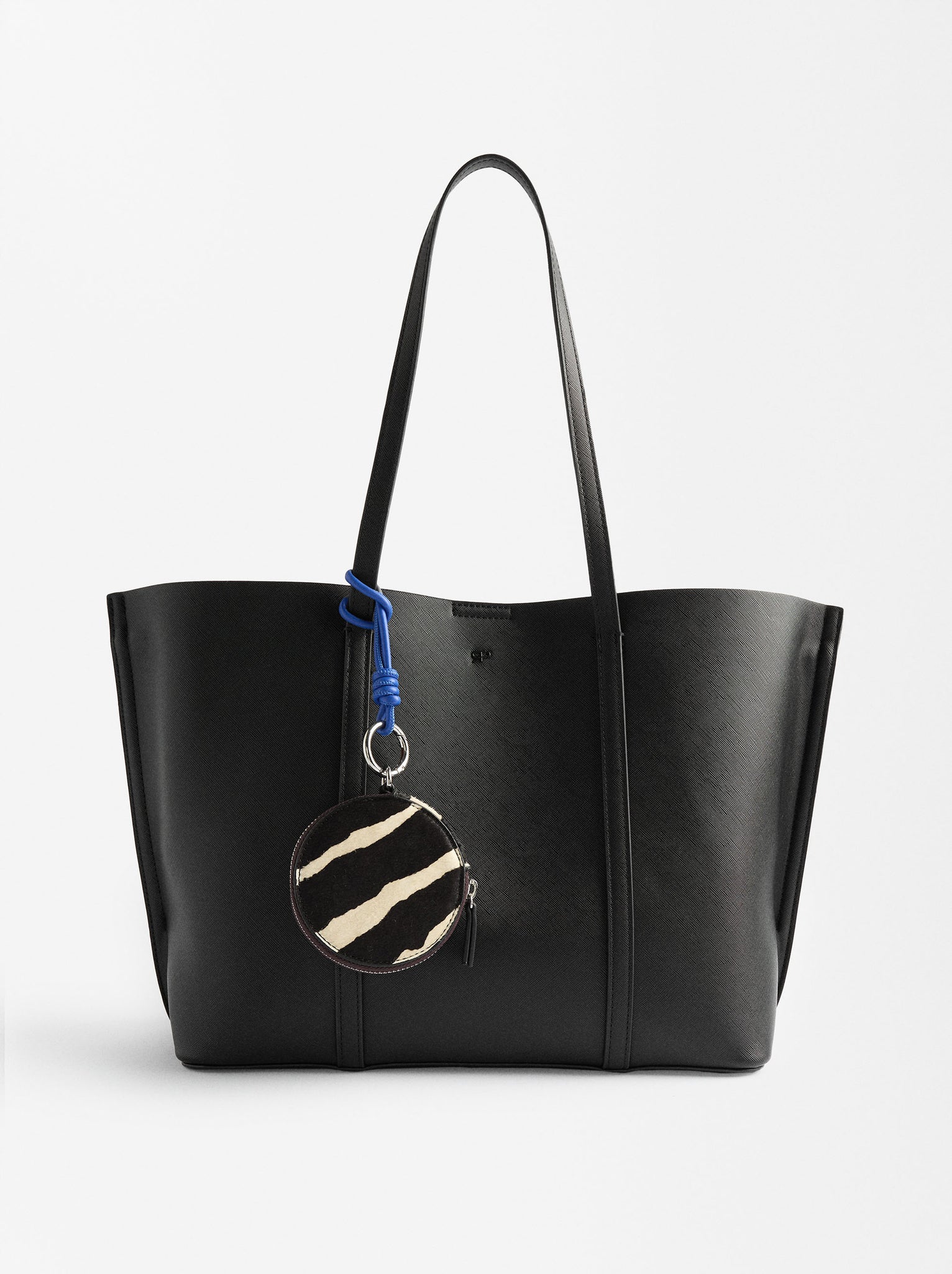 Shopper Bag With Leather Pendant