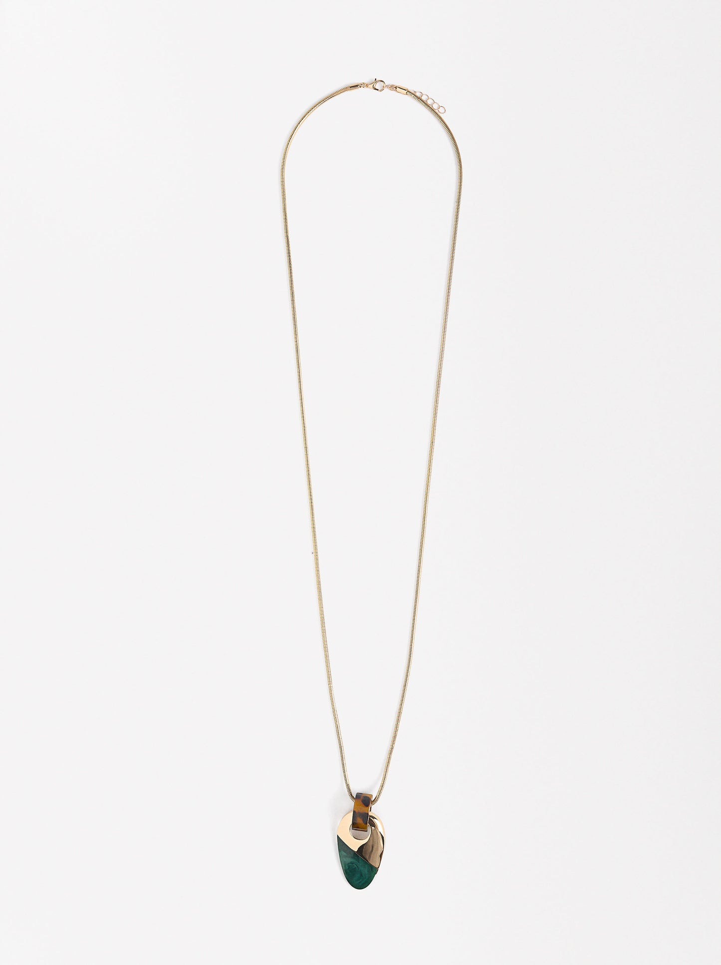 Long Necklace With Stone-Effect Pendant