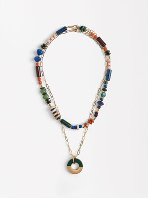 Double Multicolor Necklace With Resin