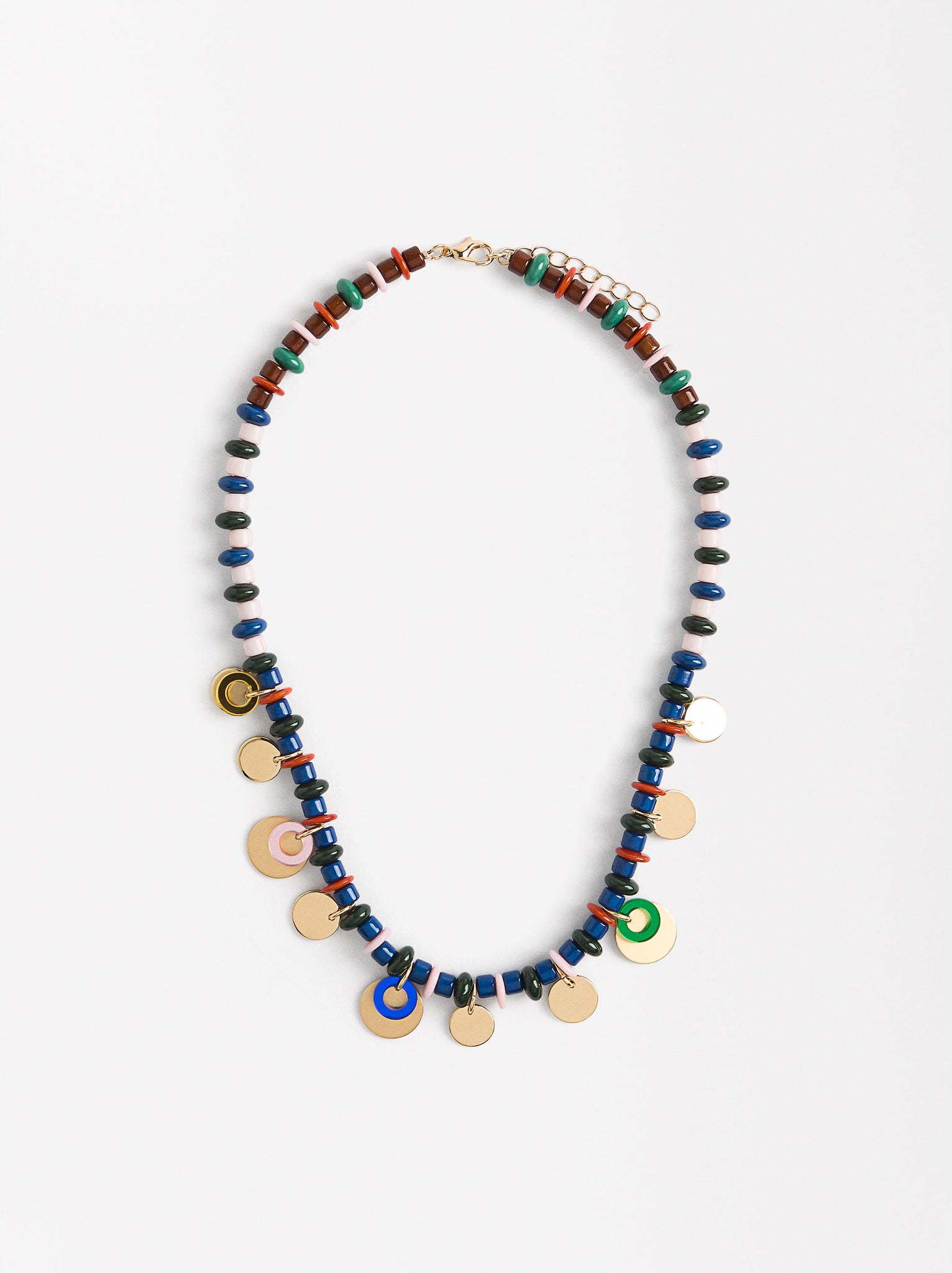 Short Necklace With Beads And Medals