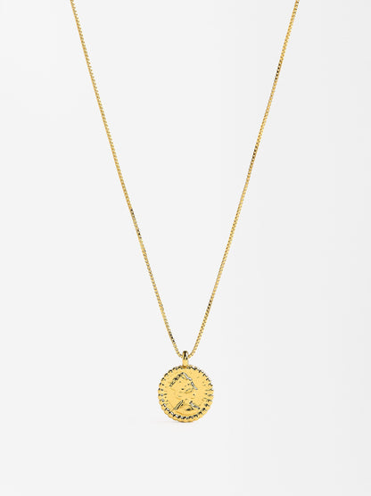 Short Medal Necklace With 18k Gold Plating