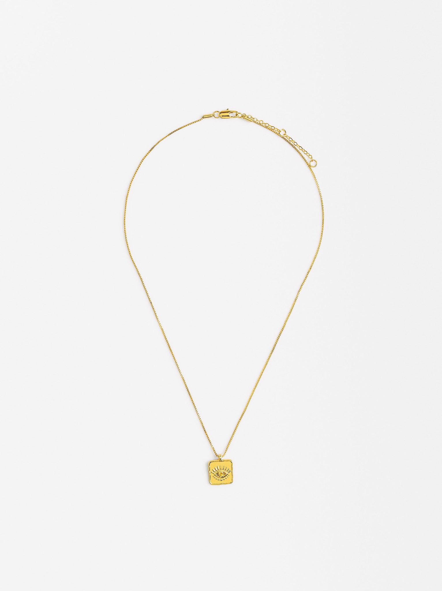 Short Eye Medal Necklace With 18k Gold Plating