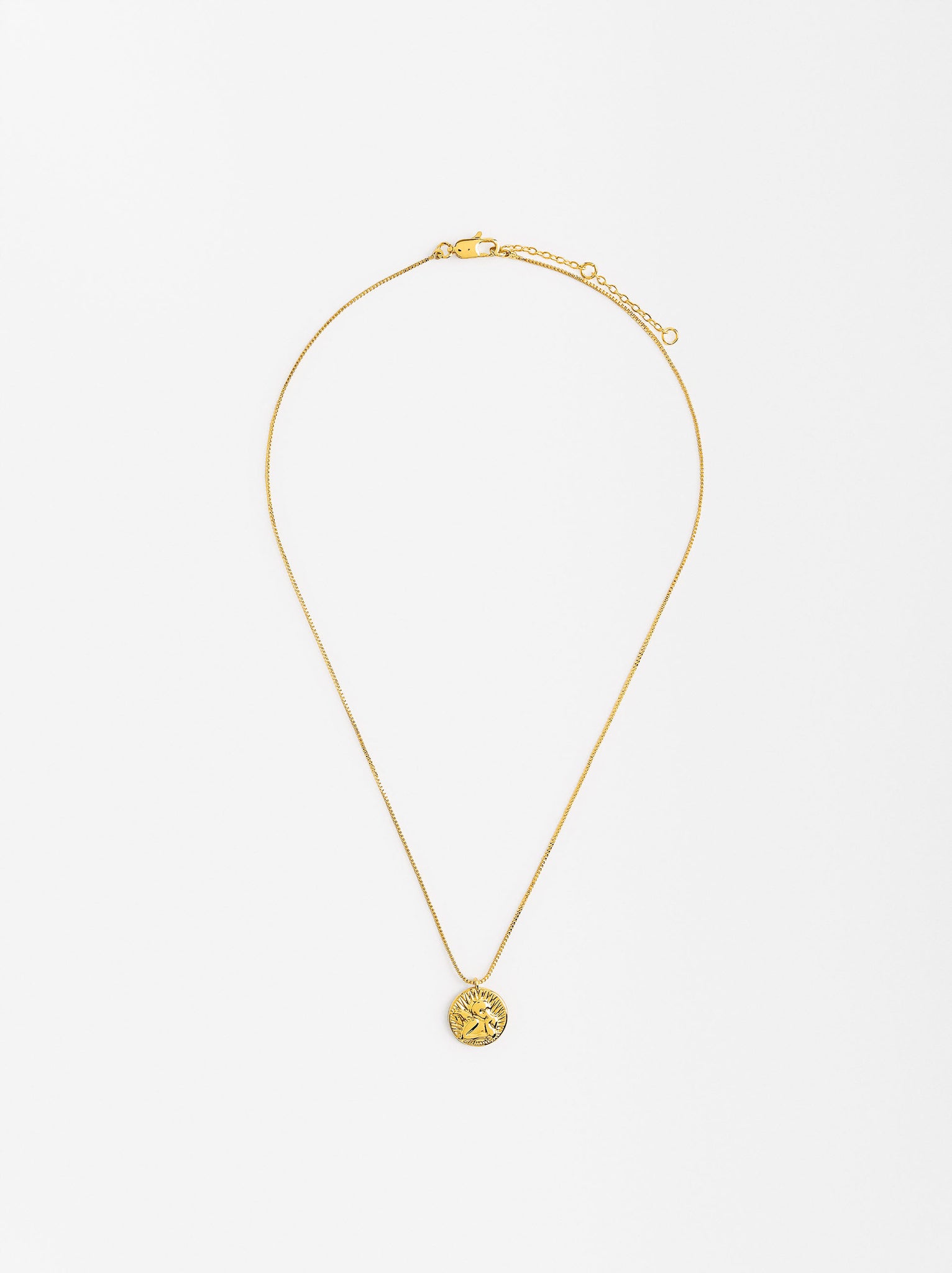 Short Angel Medal Necklace With 18k Gold Plating