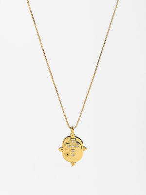 Short Cross Medal Necklace With 18k Gold Plating